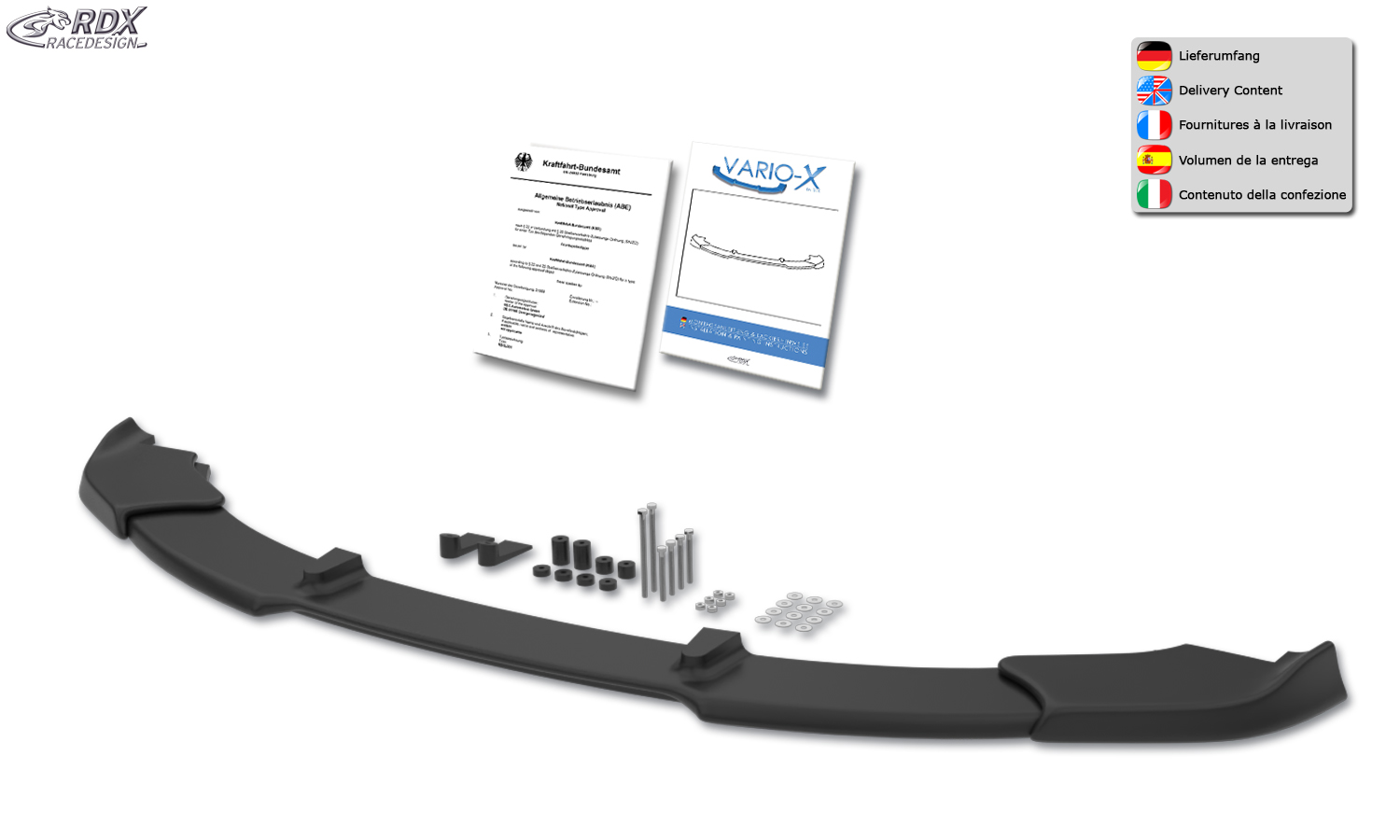 RDX VARIO-X front splitter – BMW 3 Series E46 sedan/Touring 2002–