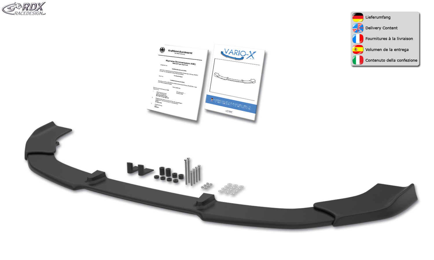 RDX VARIO-X front splitter – Volkswagen Caddy (SK, SKN/2020–)