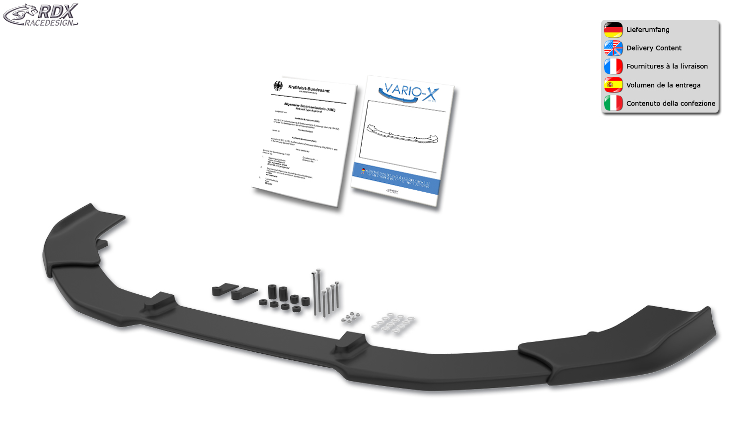 RDX VARIO-X front splitter – Cupra Leon (KL) 2020–/Seat Leon Cupra (KL) 2020–