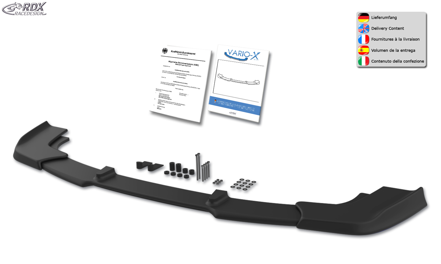 RDX VARIO-X front splitter – BMW 5 Series E39 M5 and M-Technik front bumper