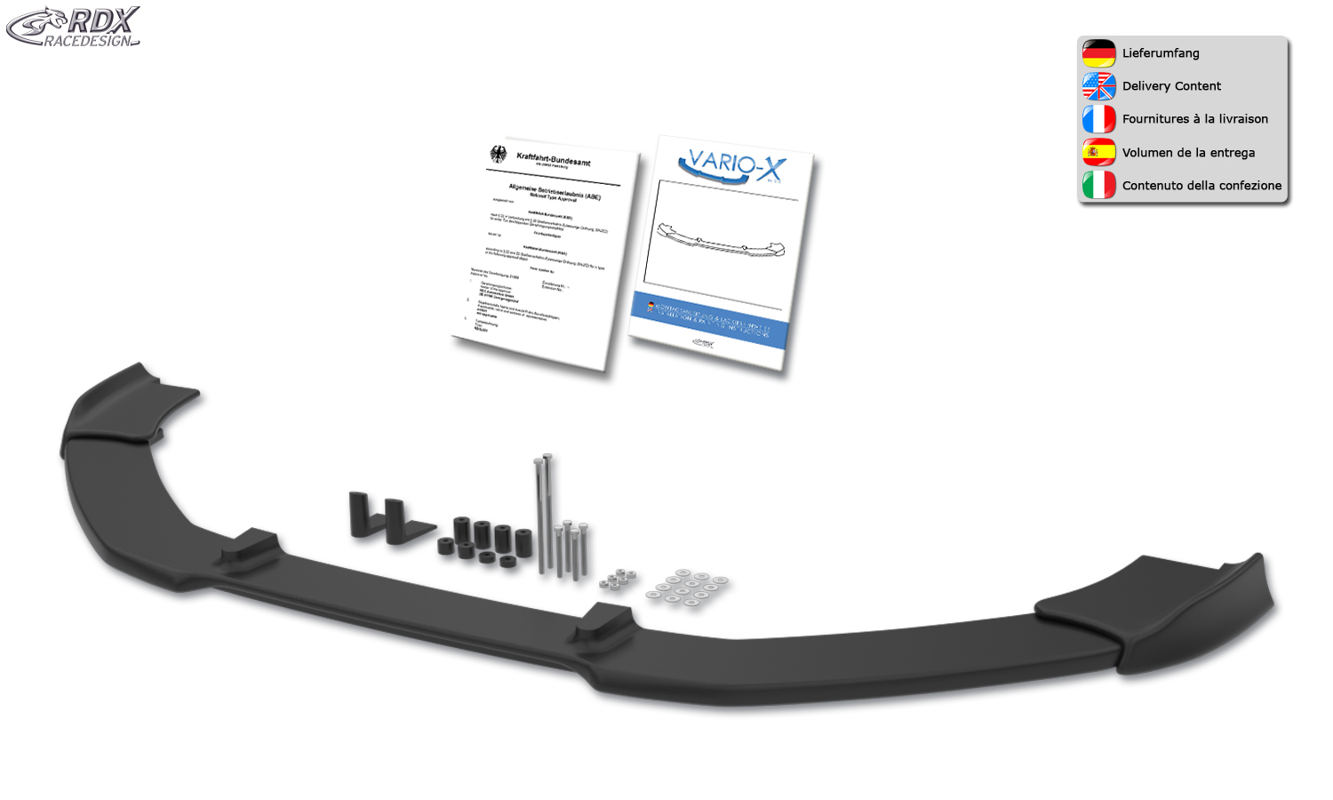RDX VARIO-X front splitter – Chevrolet Cruze 2012–2015