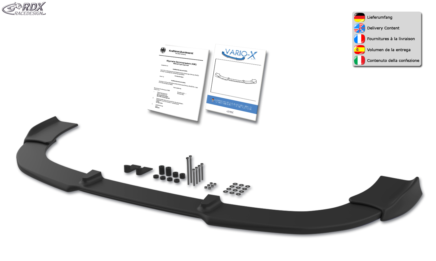 RDX VARIO-X esispoiler – Citroën Berlingo 2008–2015 (tüüp 7)/Peugeot Partner 2008–2015 (tüüp 7)