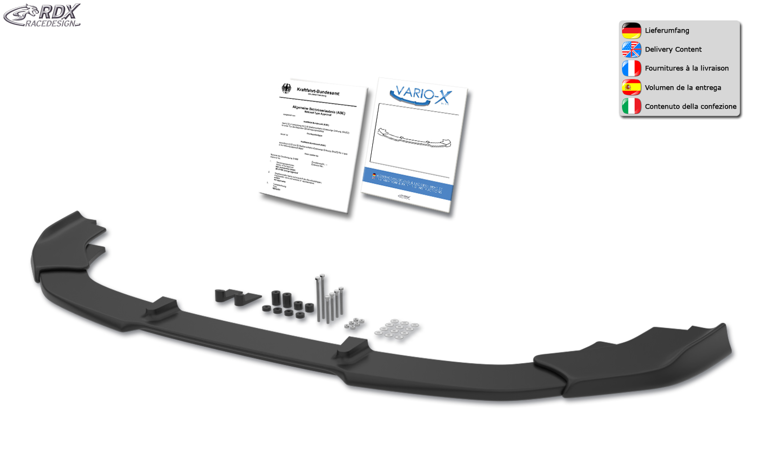 RDX VARIO-X front splitter – Volkswagen Golf 8 GTI (CD/2020–)