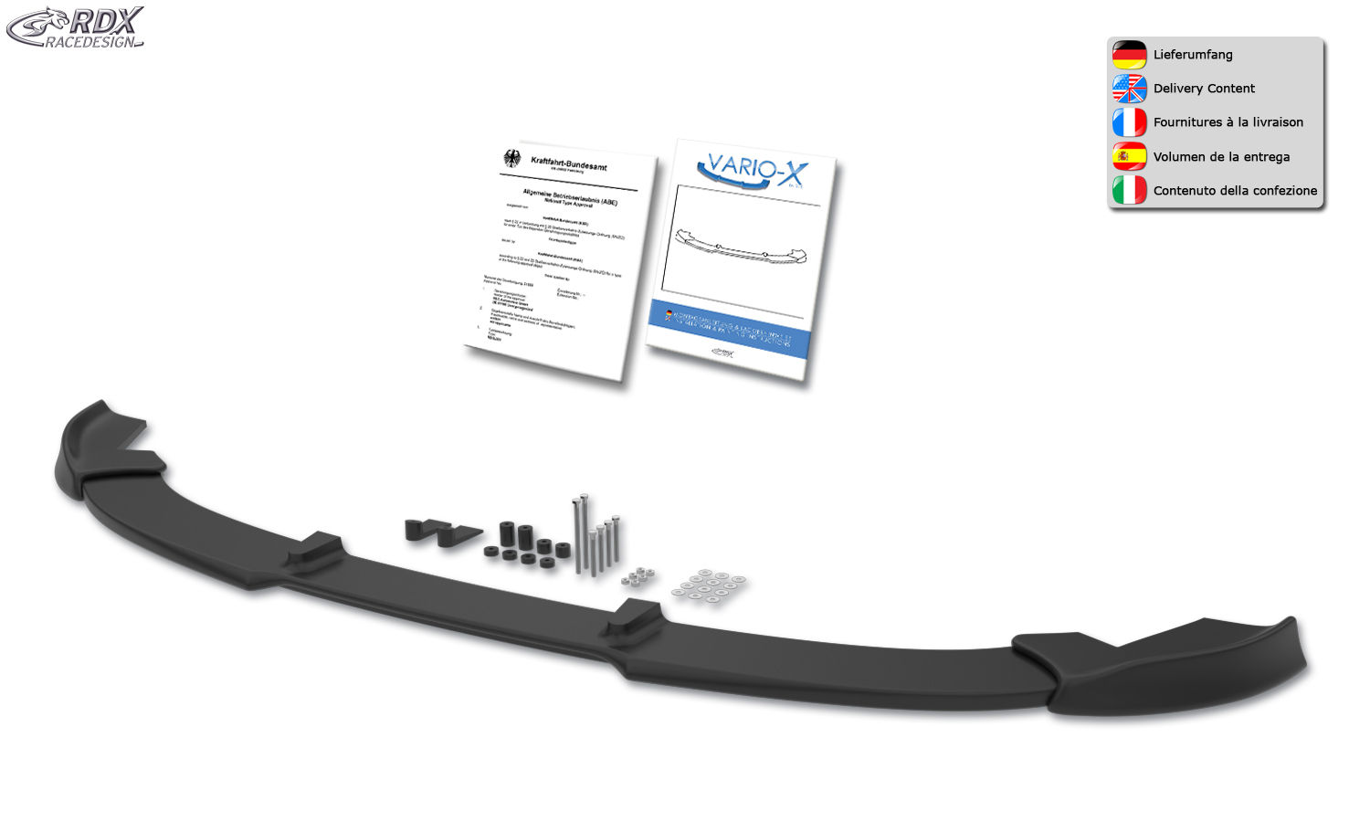 Передний сплиттер RDX VARIO-X – Volkswagen ID.Buzz и ID.Buzz Cargo (EB/2022–)