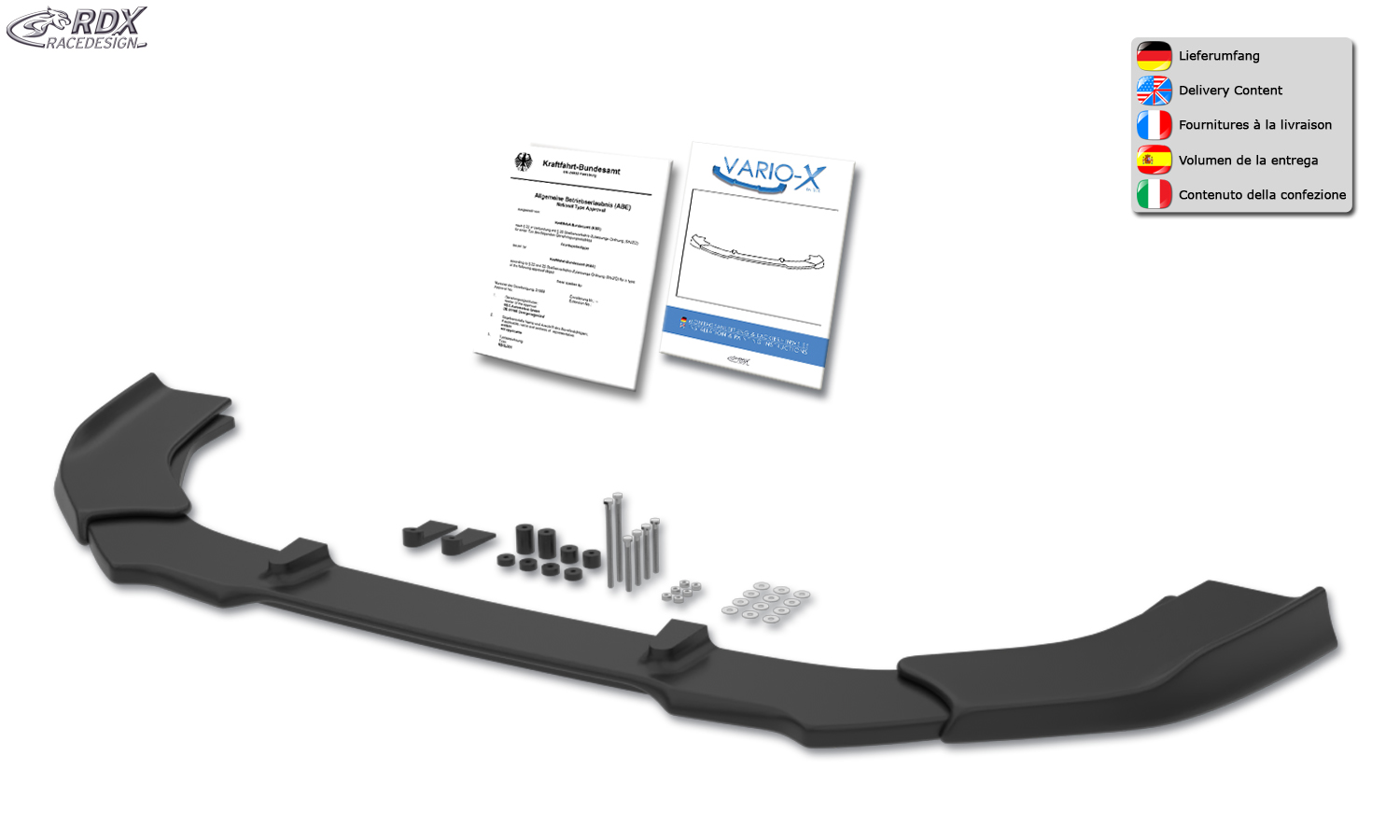 RDX VARIO-X front splitter – Dacia Dokker Stepway (SD) & Lodgy Stepway (SD)