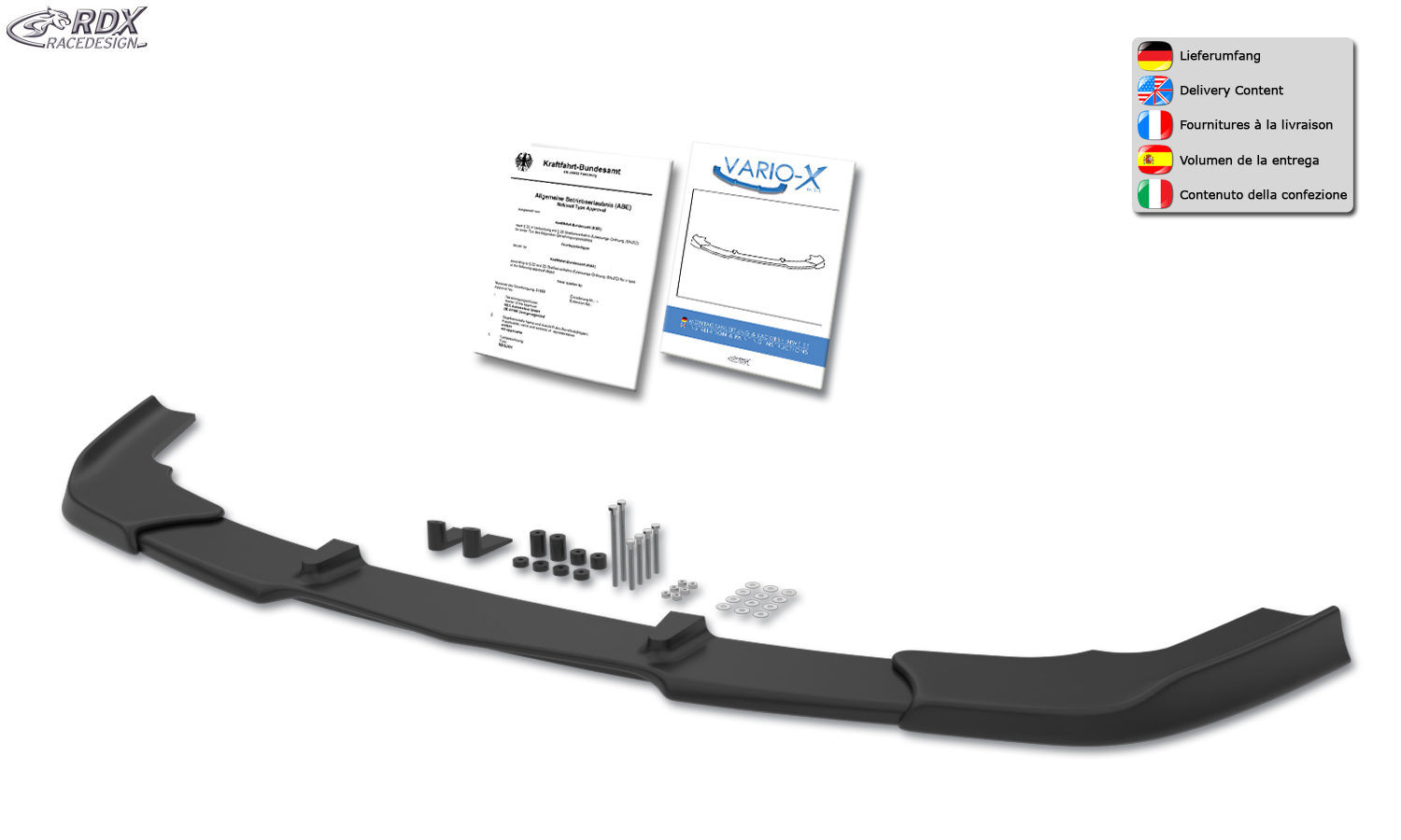 RDX VARIO-X front splitter – Mercedes-Benz E-class W211 2006–