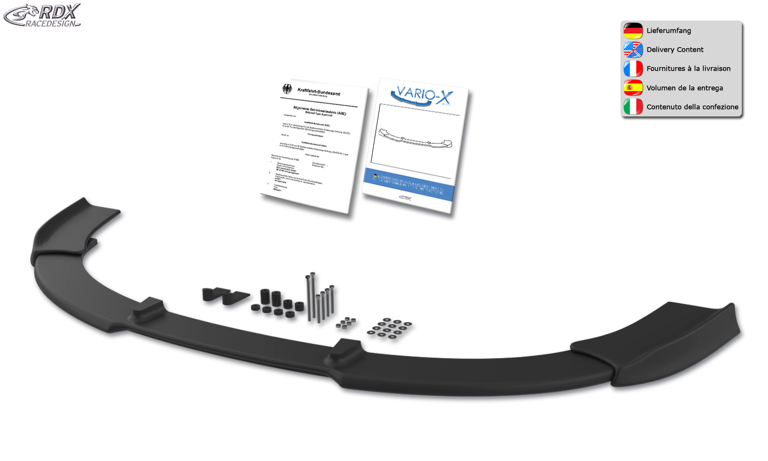 RDX VARIO-X front splitter – Mitsubishi Lancer Sportsedan 2008–
