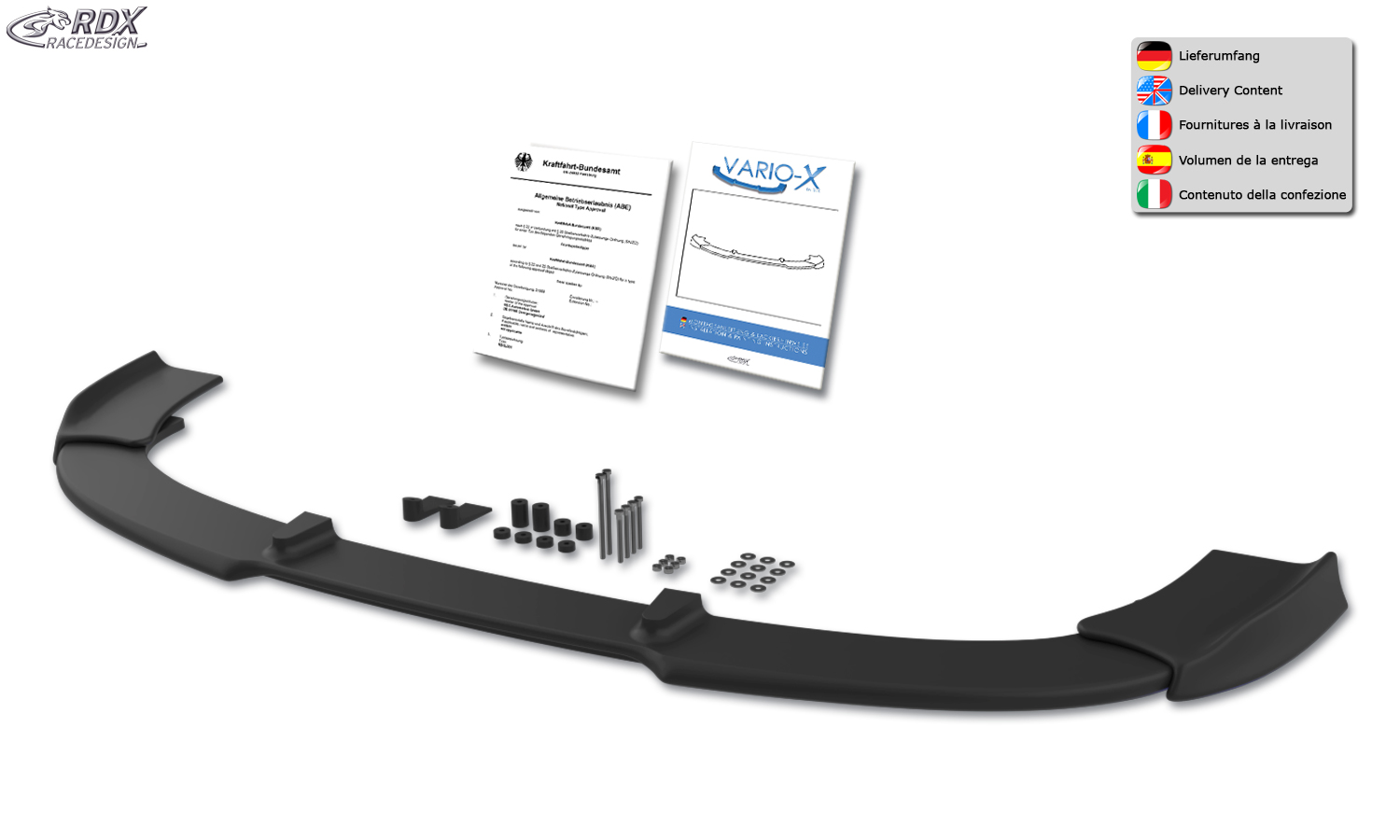 RDX VARIO-X front splitter – Renault Megane 3 GT/GT-Line 2011–