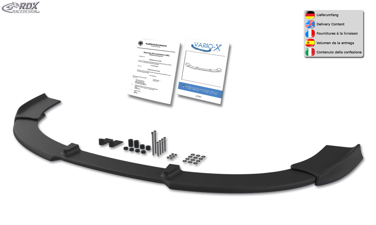 RDX VARIO-X front splitter – Volkswagen Passat B6/3C R36
