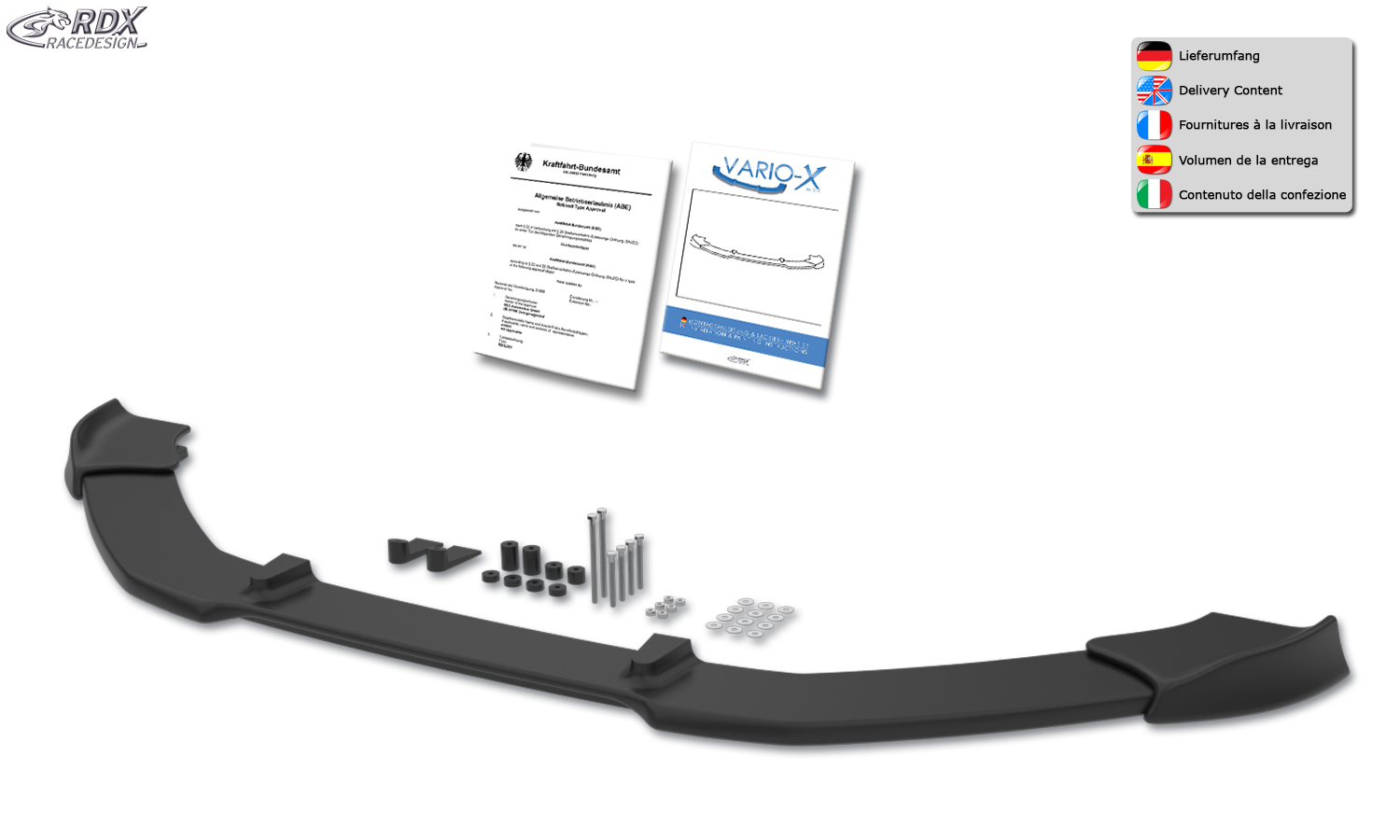RDX VARIO-X front splitter – Škoda Yeti 2014–