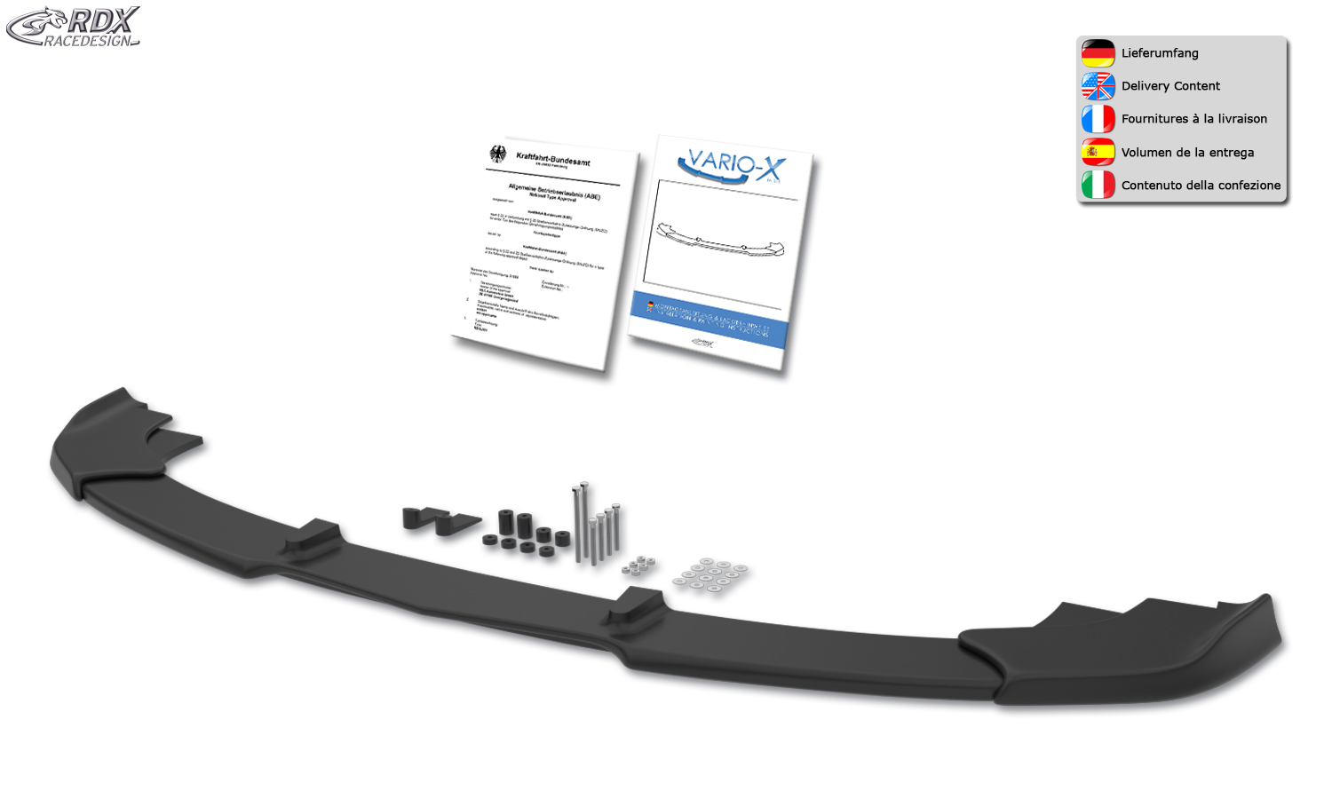 RDX VARIO-X front splitter – Mercedes-Benz E-Klasse W212 AMG 2009–2013