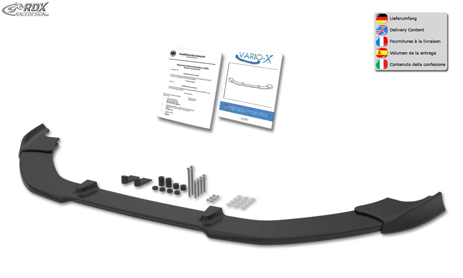 RDX VARIO-X front splitter – Škoda Octavia 3 (5E) RS