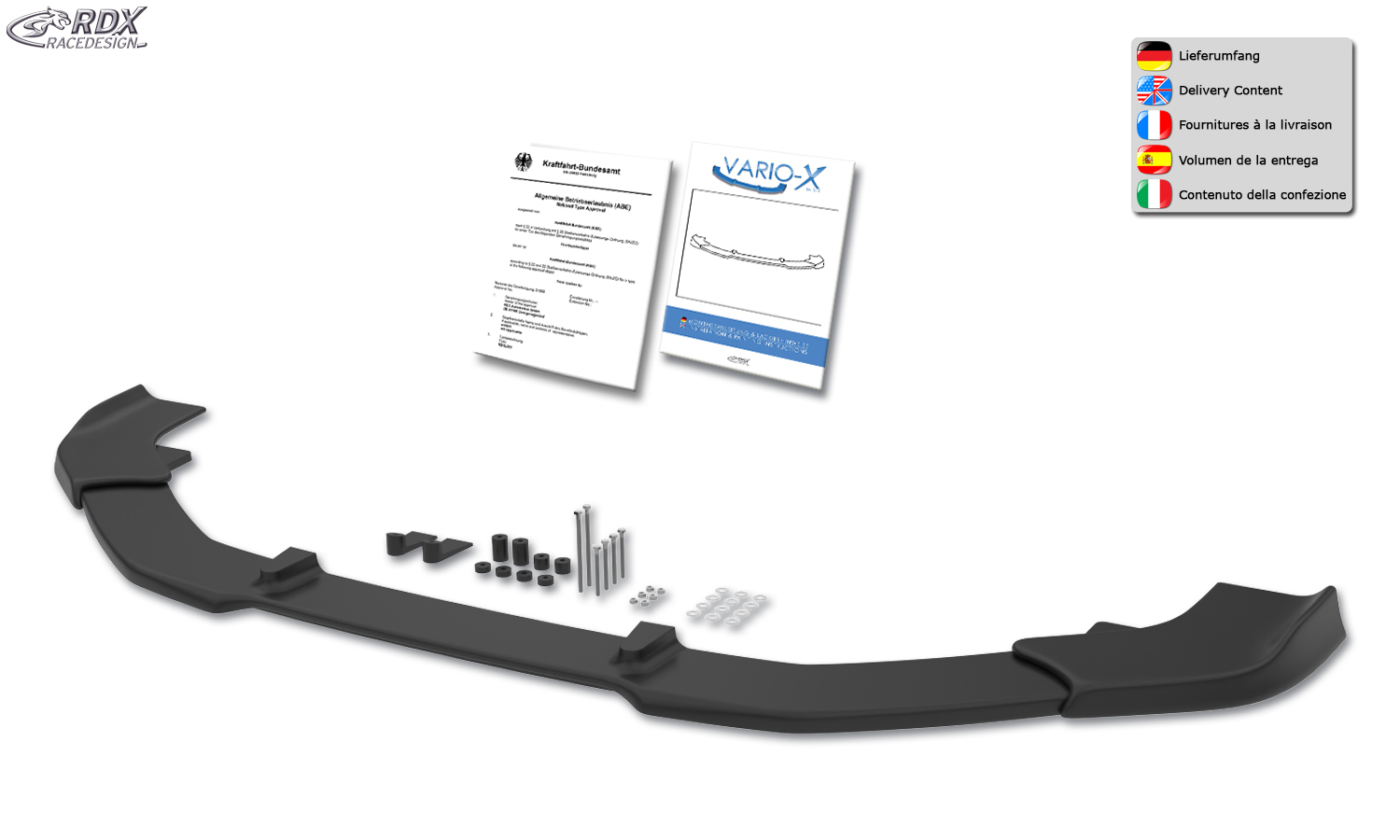 RDX VARIO-X front splitter – Volkswagen Tiguan (2011–) R-Line