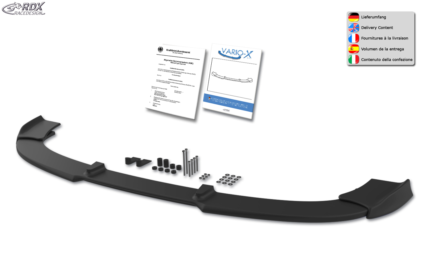 RDX VARIO-X front splitter – Mercedes-Benz E-class A207/C207 2013–