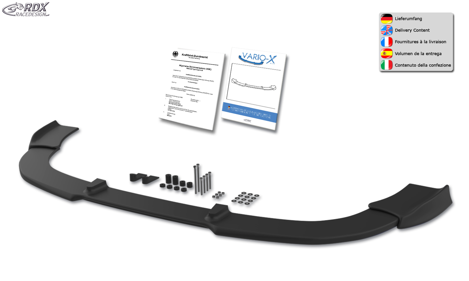 RDX VARIO-X front splitter – Volkswagen Passat B6/3C R-Line