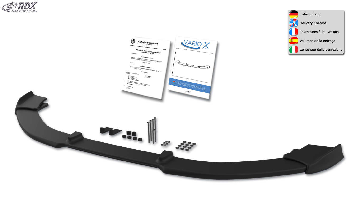 RDX VARIO-X front splitter – Ford Edge 2 Titanium/Trend (2015–2018)
