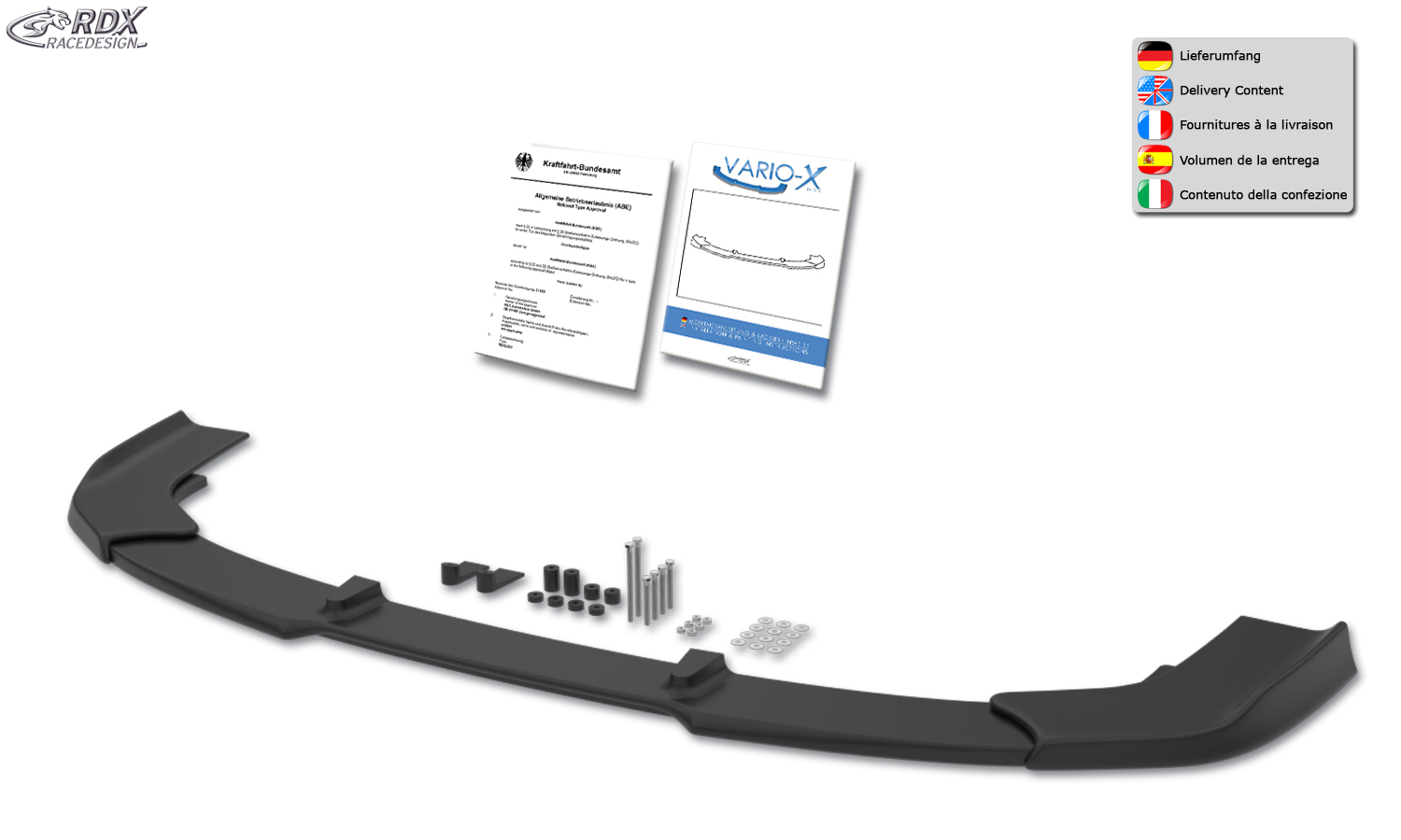 RDX VARIO-X esispoiler – Renault Trafic (2014–2021) ja Nissan NV300 (2016–2021) ja Opel Vivaro B (2014–2019) ja Fiat Talento (2016–2021)