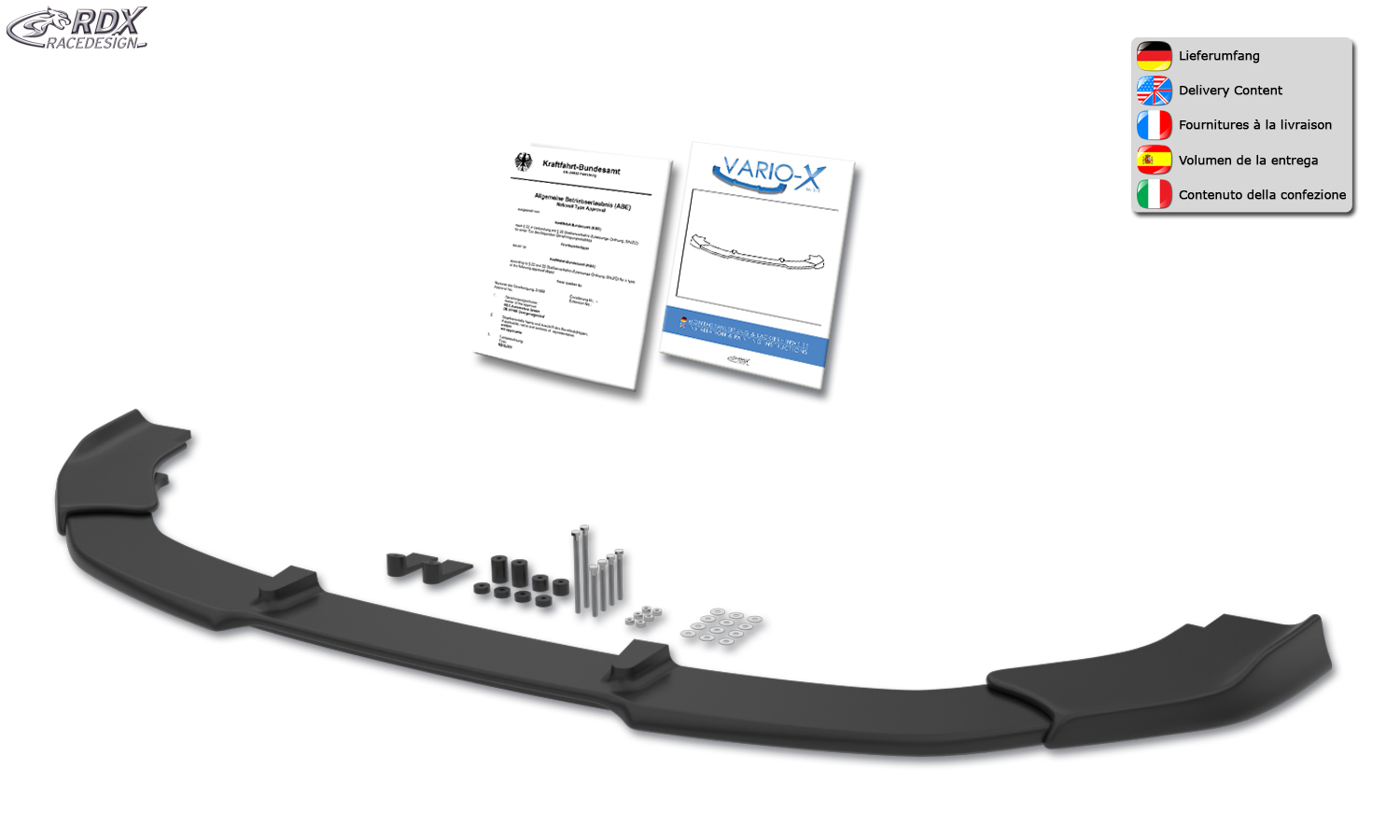 RDX VARIO-X front splitter – Volkswagen Golf 7 facelift 2017– R-Line & R