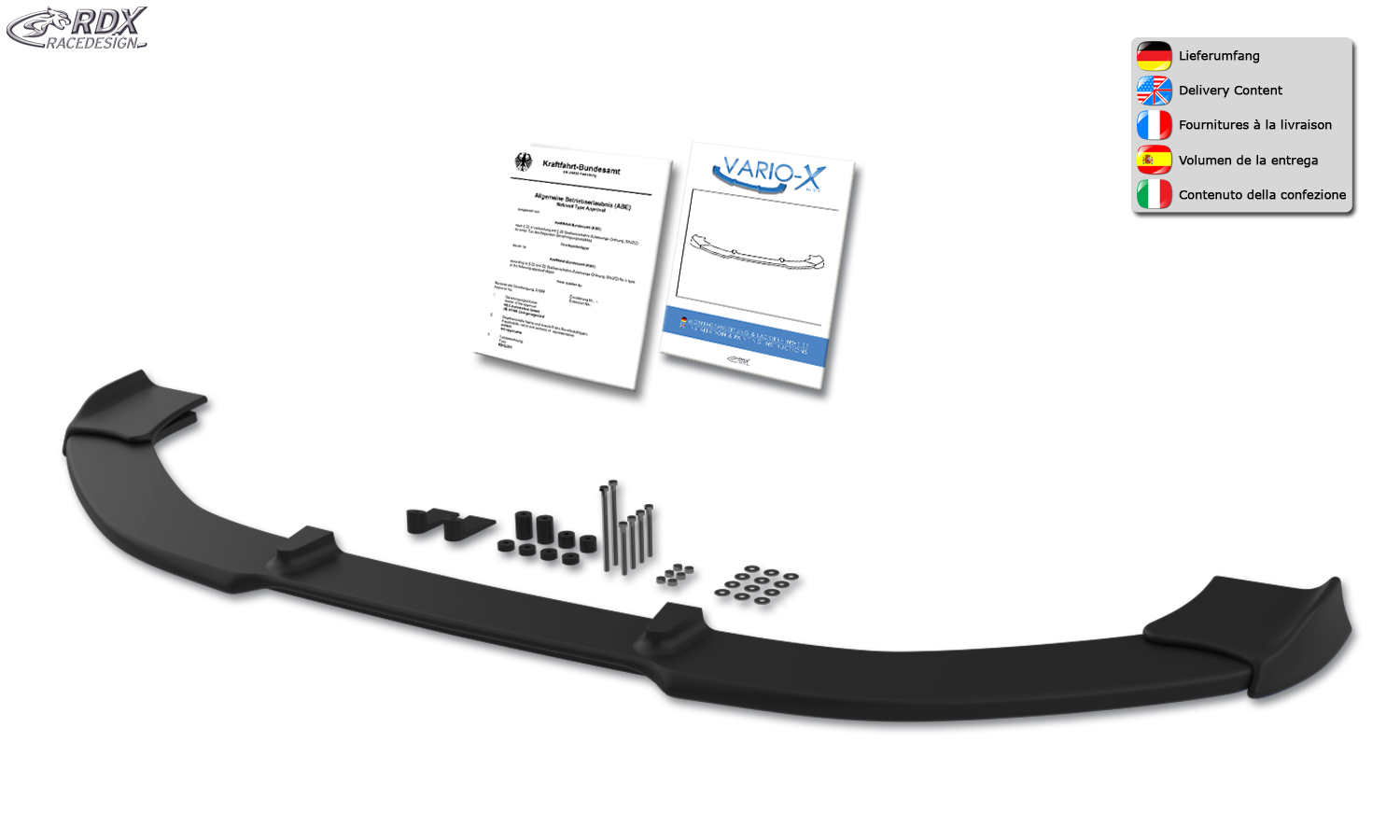 Передний сплиттер RDX VARIO-X – Volkswagen Polo 2G