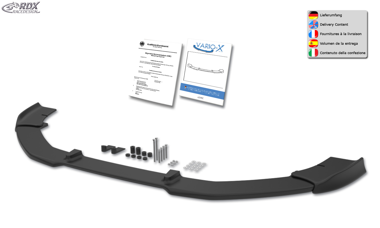 RDX VARIO-X front splitter – Volvo S60/V60 2013–2018