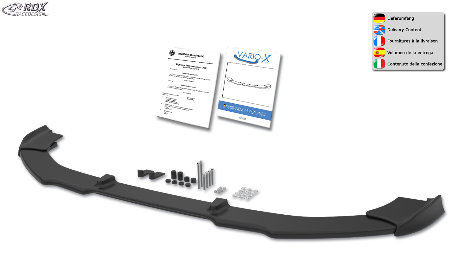 RDX VARIO-X front splitter – Kia Stinger (CK)