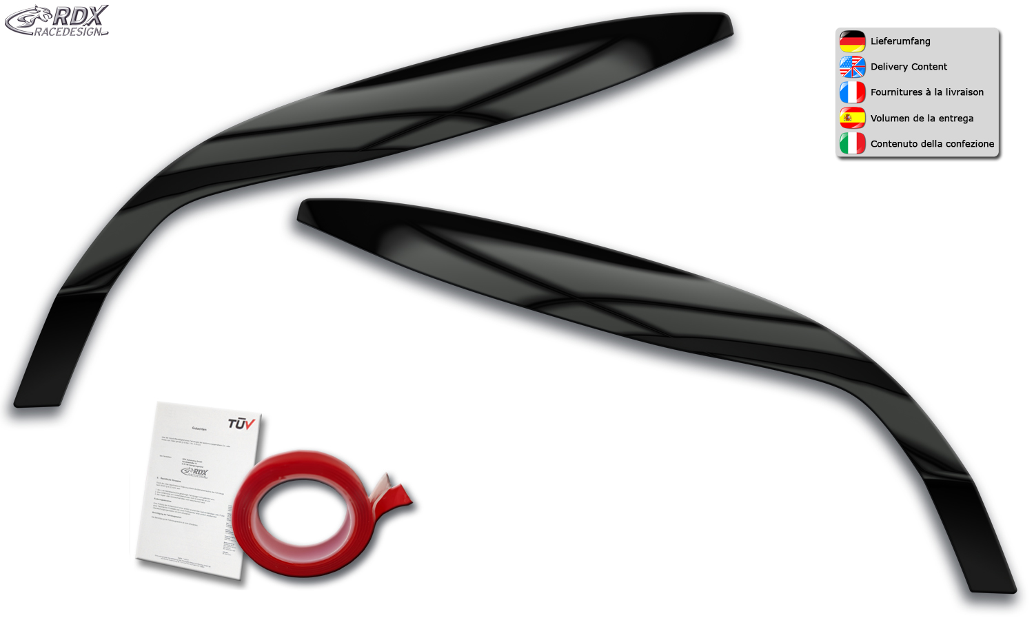 Реснички на фары RDX – Renault Megane 3 2008–2013 (глянцево-чёрный)