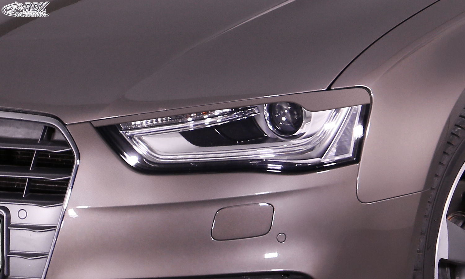 Реснички на фары RDX – Audi A4 B8, B81, 8K рестайлинг (2011–2015) (глянцево-чёрный)