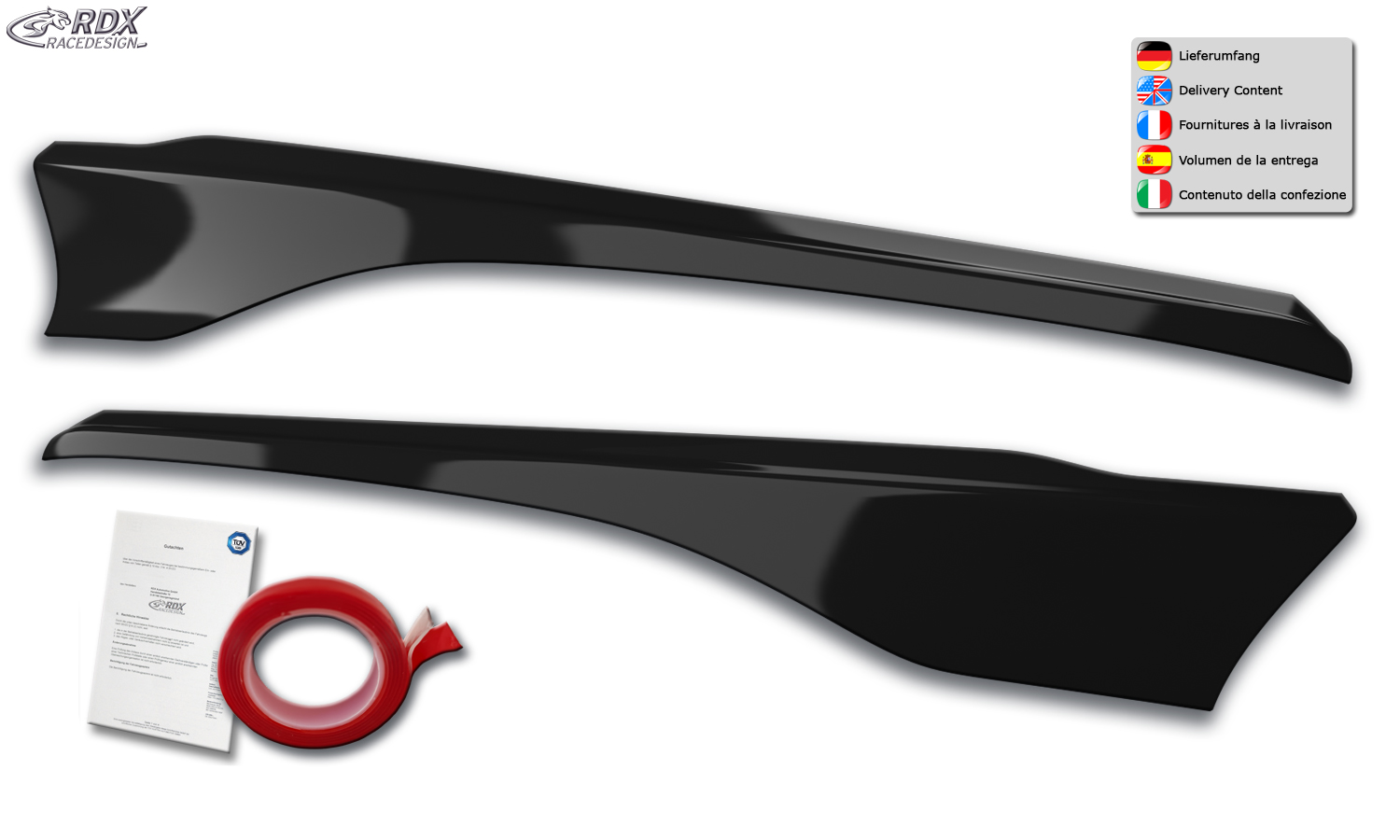 RDX headlight brows – Ford Transit Custom & Tourneo Custom (2018–) (black high-gloss)