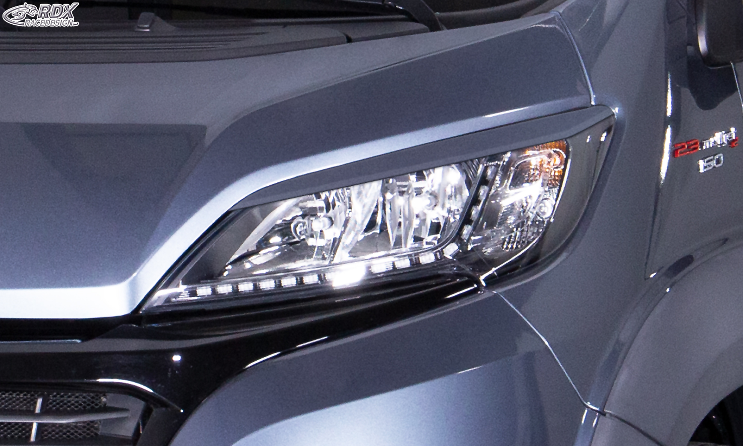 RDX headlight brows – Fiat Ducato (2014–) & Citroën Jumper/Relay (2014–) & Opel Movano (2021–) & Peugeot Boxer (2014–) & Toyota ProAce Max (2024–) & Iveco eSuperJolly (2026–) & RAM ProMaster (2013–)