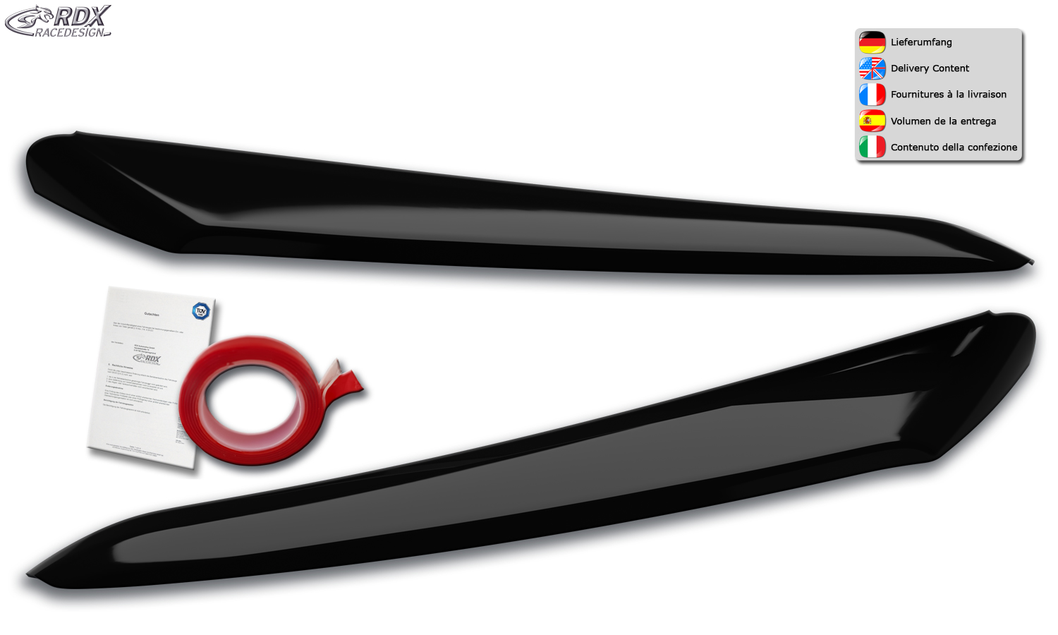 RDX esitulede kulmud – Fiat Ducato (2014–) ja Citroën Jumper/Relay (2014–) ja Opel Movano (2021–) ja Peugeot Boxer (2014–) ja Toyota ProAce Max (2024–) ja Iveco eSuperJolly (2026–) ja RAM ProMaster (2013–) (läikivmust)