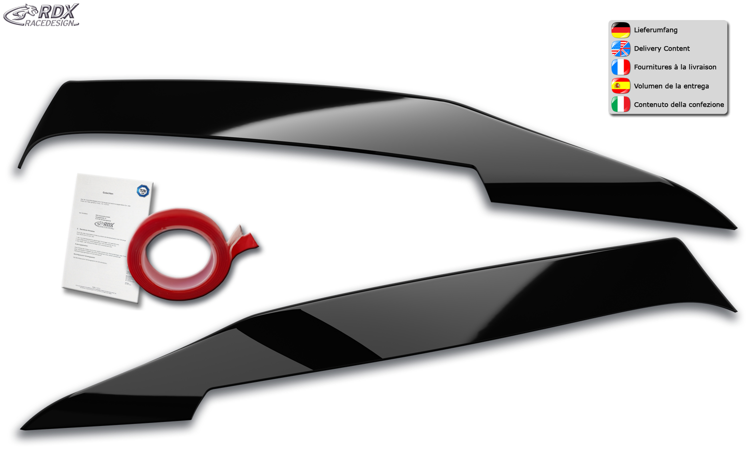 RDX headlight brows – Mercedes-Benz C-Class W205, S205, C205 (2014–) (black high-gloss)