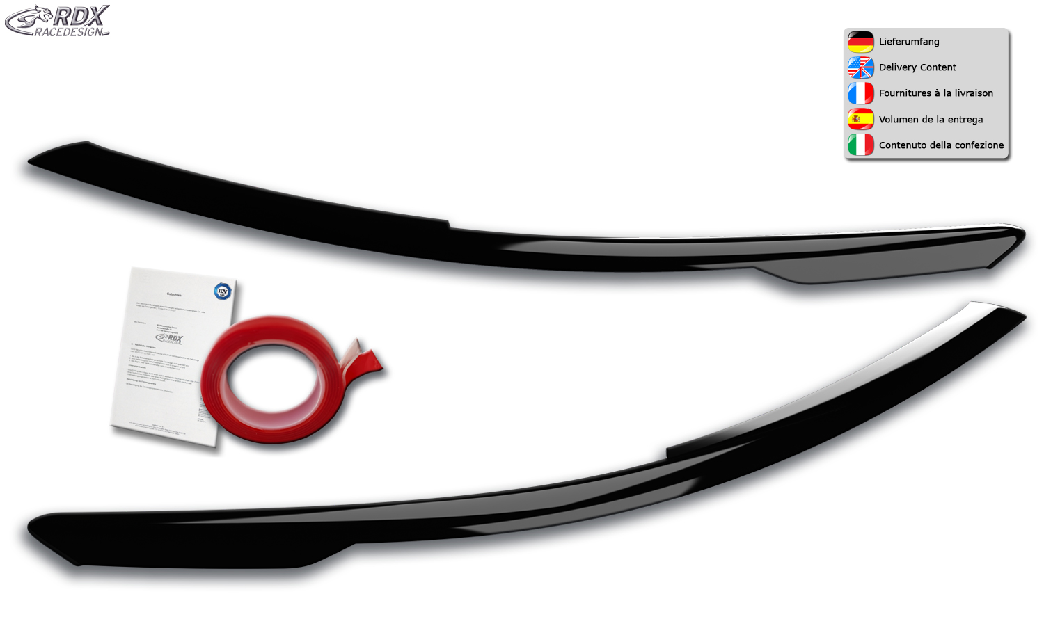 RDX headlight brows – Volkswagen Golf 8 (CD/CDV | 2019–) (black high-gloss)
