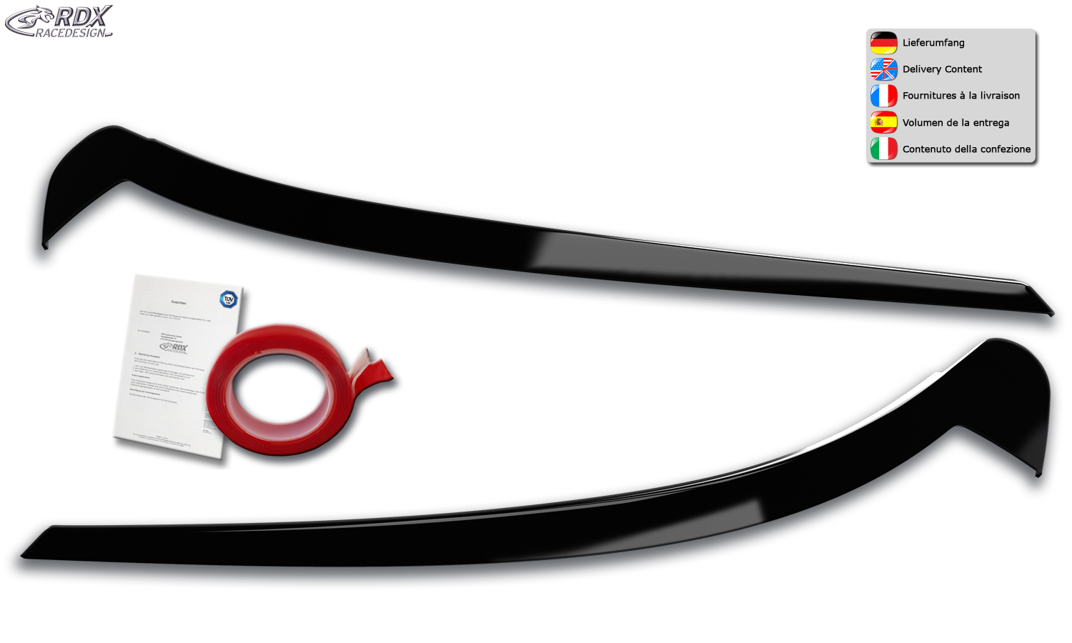 RDX headlight brows – Volkswagen ID.3 ID3 E1 (black high-gloss)