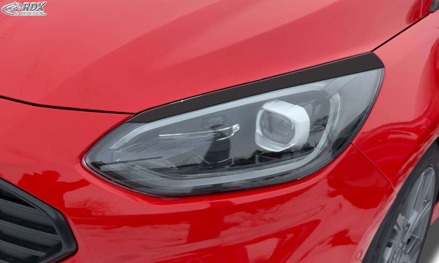 Реснички на фары RDX – Ford Fiesta (MK8/2022–2024) LED-Matrix, (глянцево-чёрный)