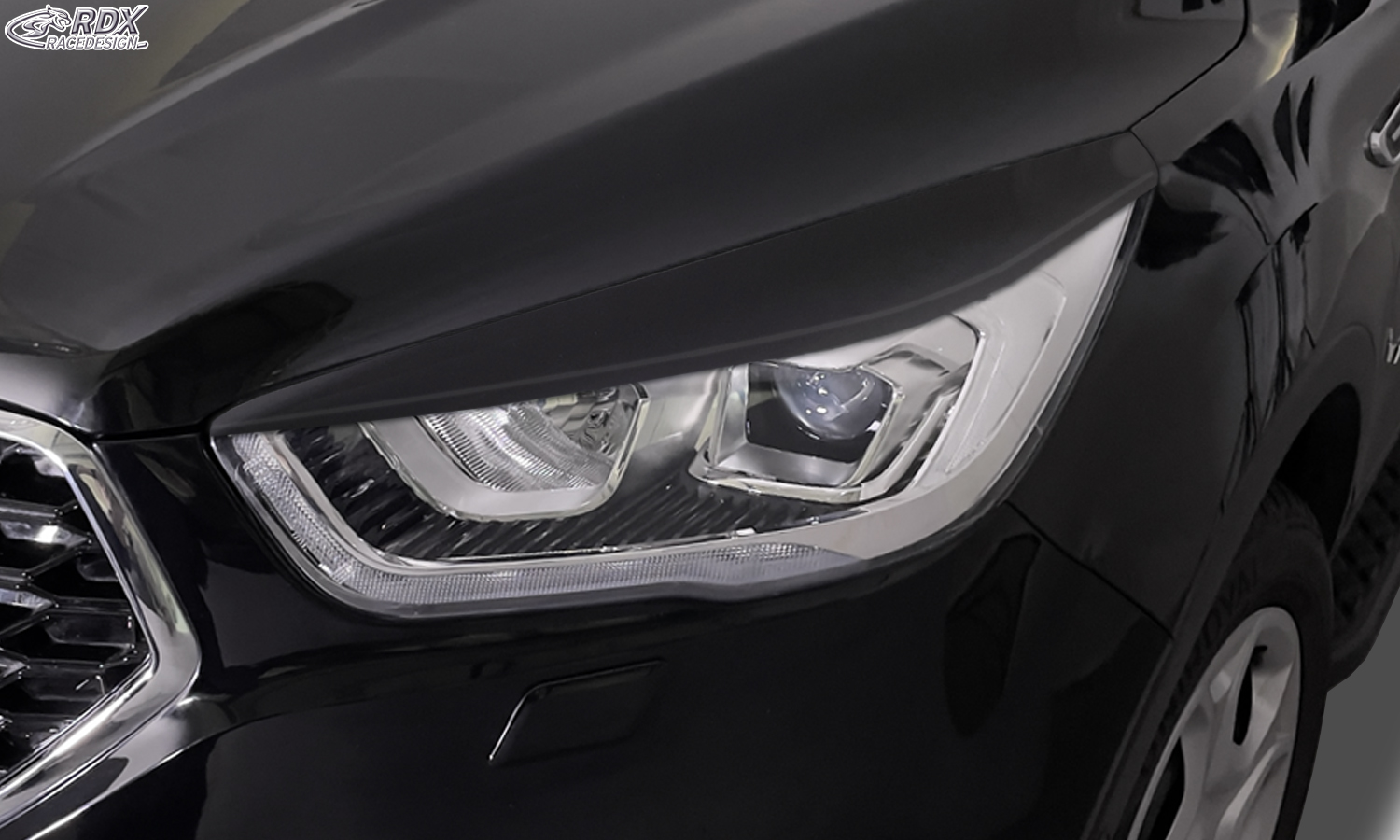 Реснички на фары RDX – Ford Kuga (DM2 | 2016–2020) (глянцево-чёрный)