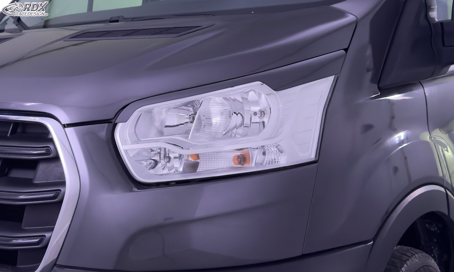 Реснички на фары RDX – Ford Transit (2014–) серебристые галогенные фары
