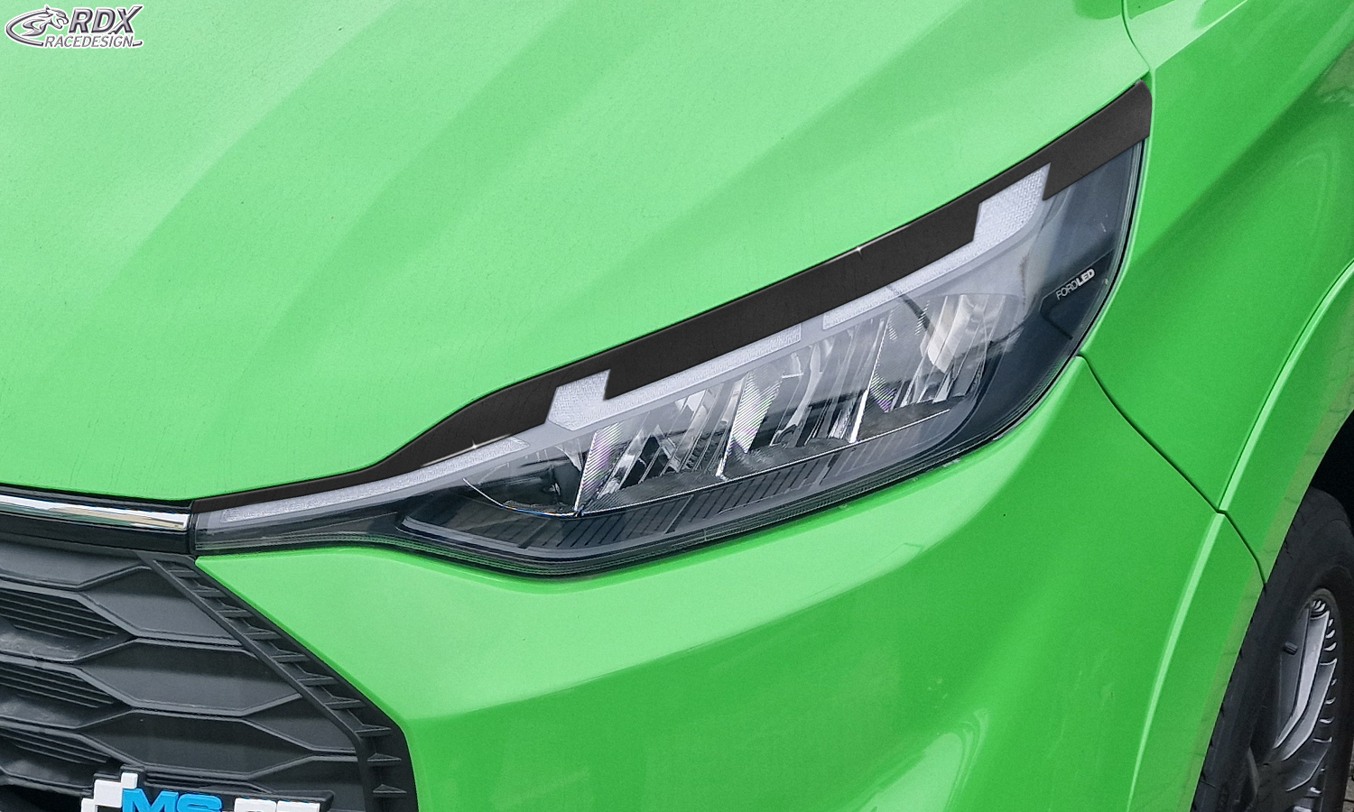 RDX headlight brows – Ford Tourneo Custom & Transit Custom (black high-gloss)