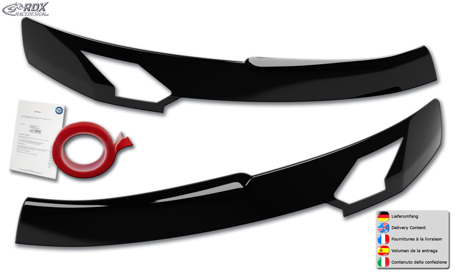RDX headlight brows – Dacia Duster III DJF (2024–) & Bigster DJF (2025–) (black high-gloss)
