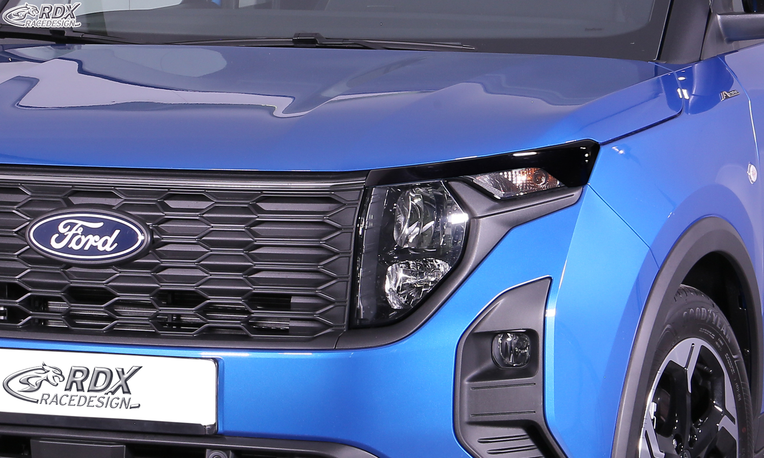 Реснички на фары RDX – Ford Transit Courier и Tourneo Courier (N1P/N3P | 2024–) (глянцево-чёрный)