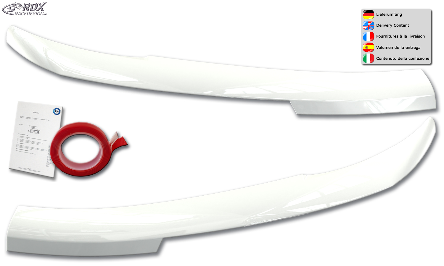 RDX headlight brows – Renault Master & Nissan Interstar (2024–) (white high-gloss)