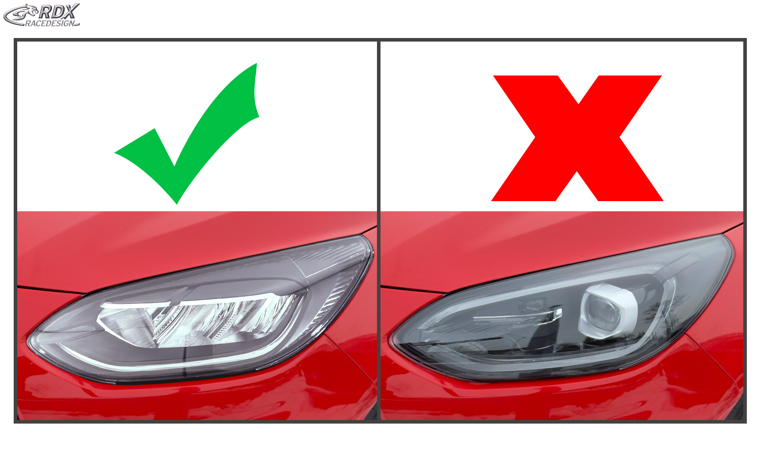 Реснички на фары RDX – Ford Fiesta (MK8/2022–2024) (глянцево-чёрный)