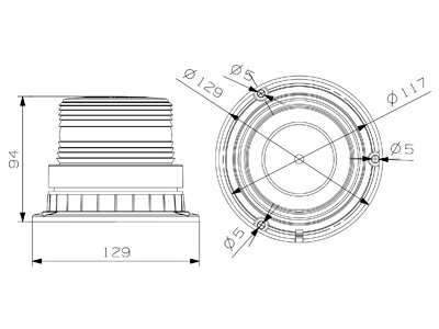 LED маяк 6 LED жёлтый болтовое крепление мини 10–110V