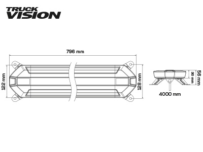 Truck Vision LED light bar 796 mm amber super slim