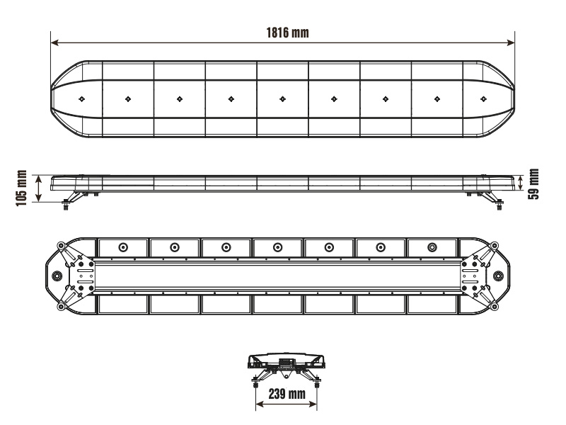 Optibeam LED light bar Dark Phantom 1800 mm 10–30V