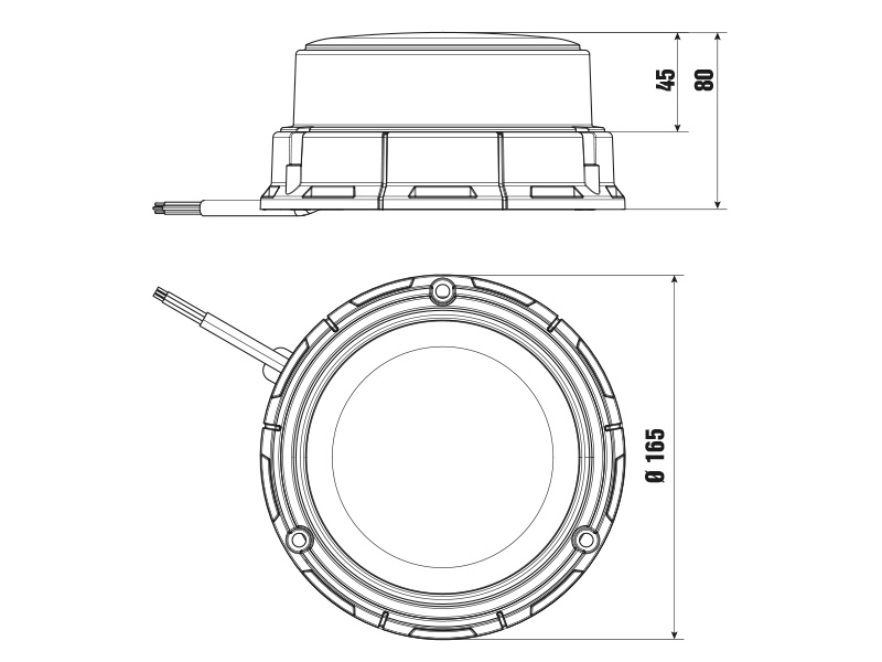 Optibeam Dark Phantom LED beacon 170 mm bolt mount