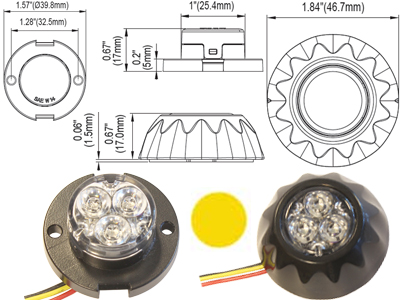 LED strobe light amber 12–24V