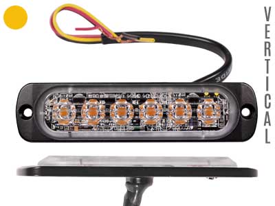LED strobe light ST6 6 LED amber super slim vertical 12–24V ECE R65