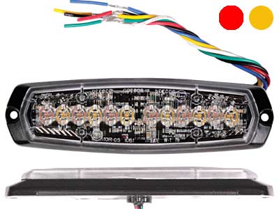 Axixtech LED strobe light dual colour SM6-D 6 LED red/amber ECE R65