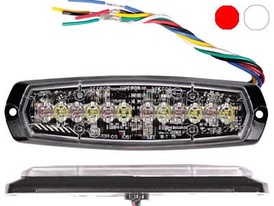 Axixtech LED strobe light dual colour SM6-D 6 LED red/white ECE R65