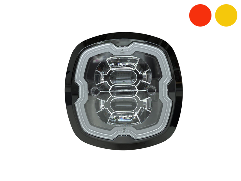 LED strobe light dual colour F16 4 LED red/amber 12–24V ECE R65